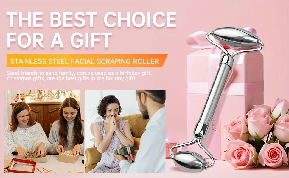 1/2/3 Piece Stainless Steel Facial Roller and Gua Sha Massage Tool Set Metal Beauty Tools for Body, Face, Neck and Eyes